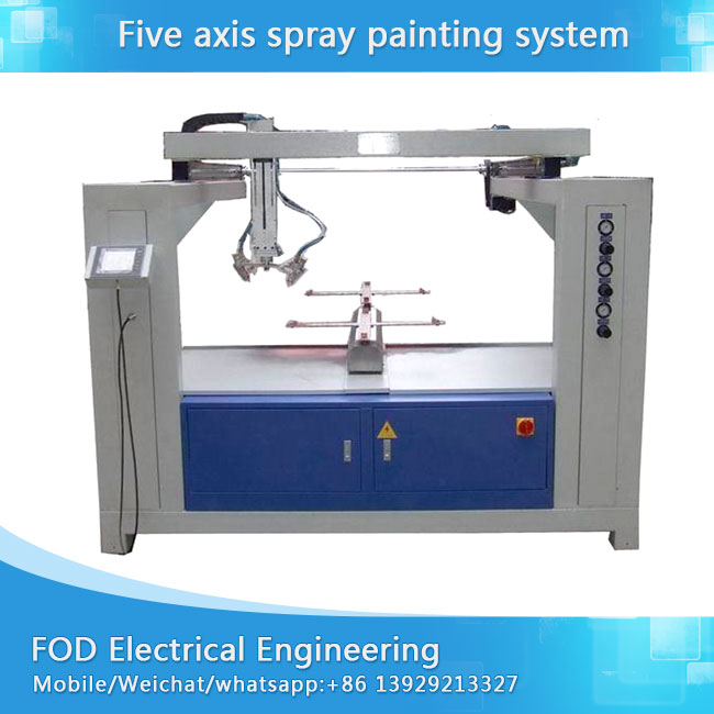 Oversea ynstallaasje fergees Five Axis reciprocating spray painting masine mei 2 disc / 4 disc